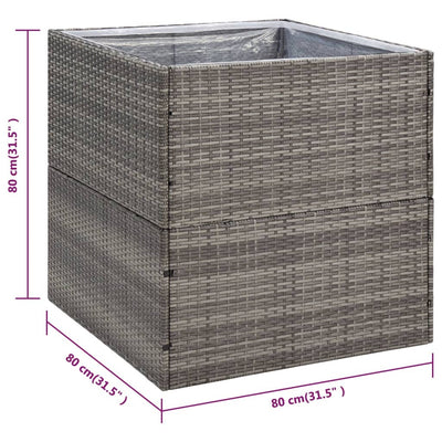 Garden Planter Grey 80x80x80 cm Poly Rattan