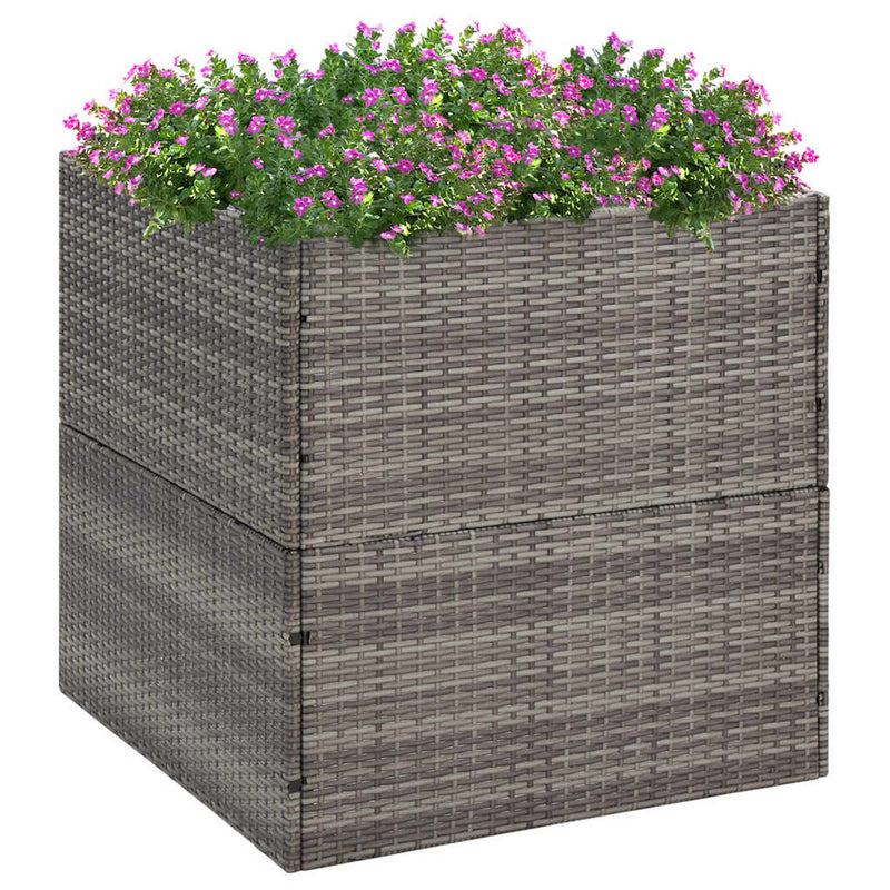 Garden Planter Grey 80x80x80 cm Poly Rattan