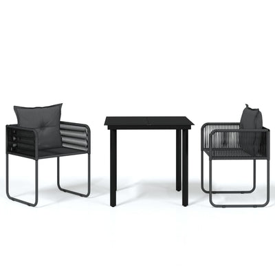 3 Piece Garden Dining Set Black