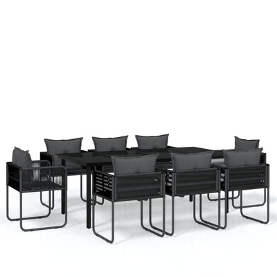 9 Piece Garden Dining Set Black