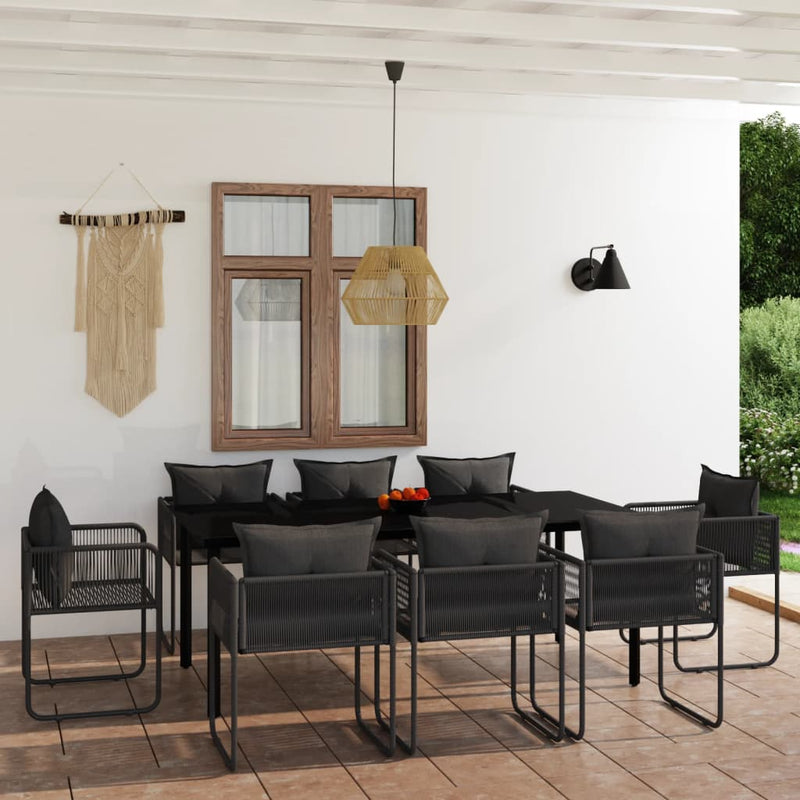 9 Piece Garden Dining Set Black