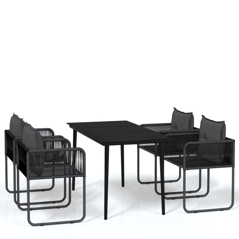 5 Piece Garden Dining Set Black