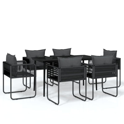 7 Piece Garden Dining Set Black