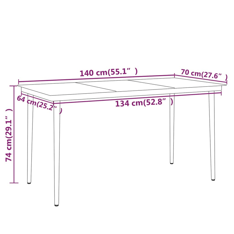 7 Piece Garden Dining Set Black