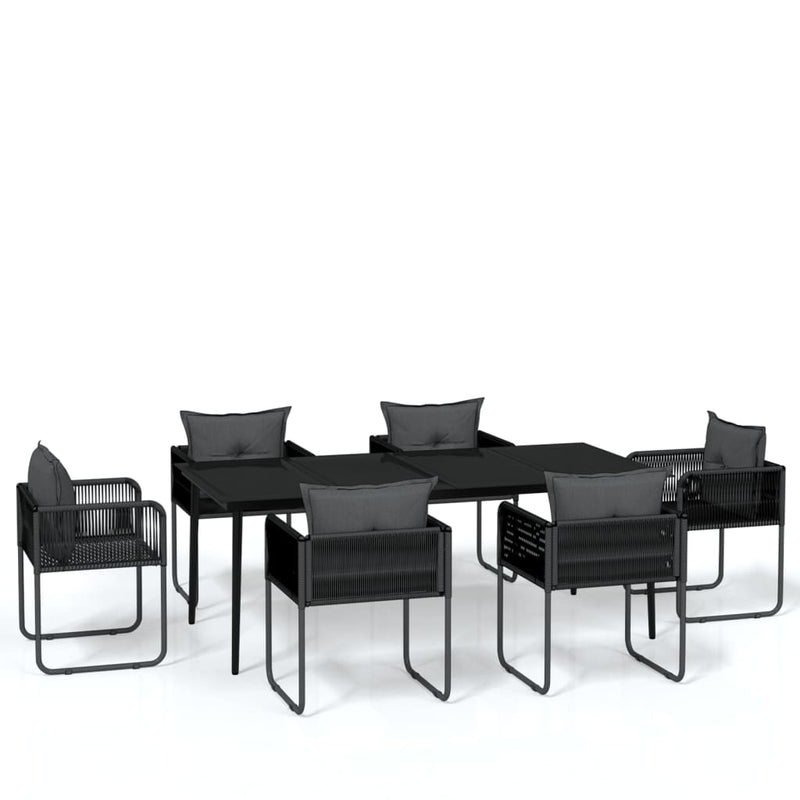 7 Piece Garden Dining Set Black