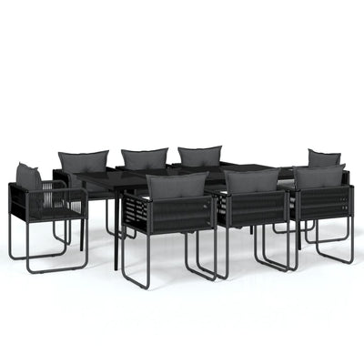 9 Piece Garden Dining Set Black