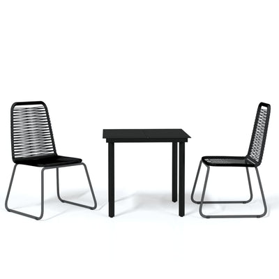 3 Piece Garden Dining Set Black