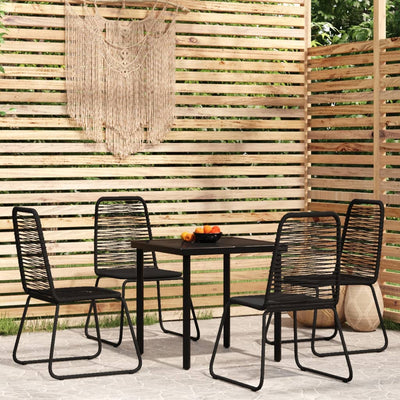 5 Piece Garden Dining Set Black