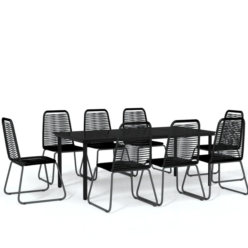 9 Piece Garden Dining Set Black