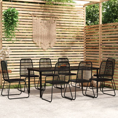 9 Piece Garden Dining Set Black