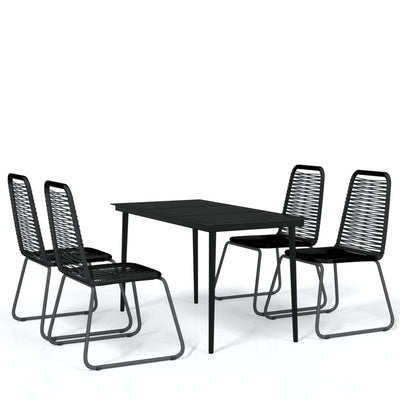 5 Piece Garden Dining Set Black