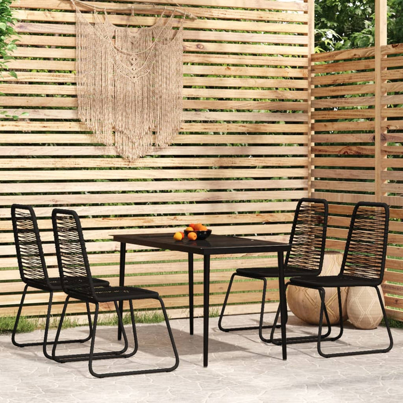 5 Piece Garden Dining Set Black