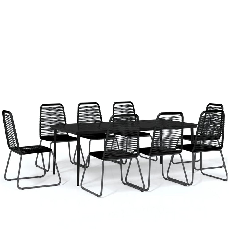 9 Piece Garden Dining Set Black