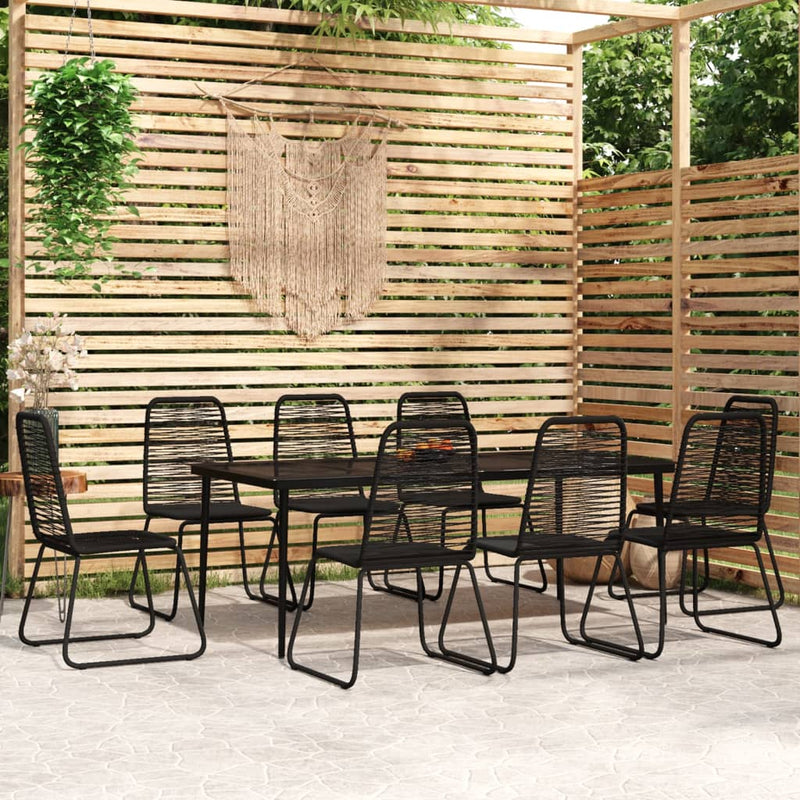 9 Piece Garden Dining Set Black