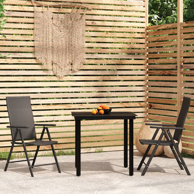 3 Piece Garden Dining Set Black