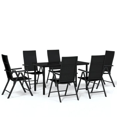 7 Piece Garden Dining Set Black