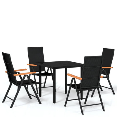 5 Piece Garden Dining Set Black