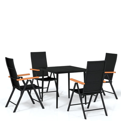 5 Piece Garden Dining Set Black