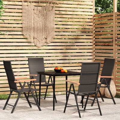 5 Piece Garden Dining Set Black