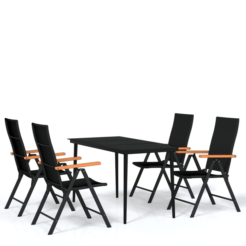 5 Piece Garden Dining Set Black