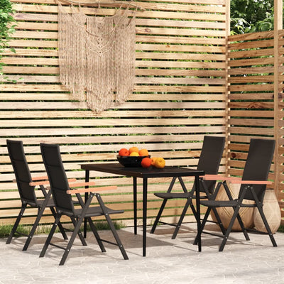 5 Piece Garden Dining Set Black