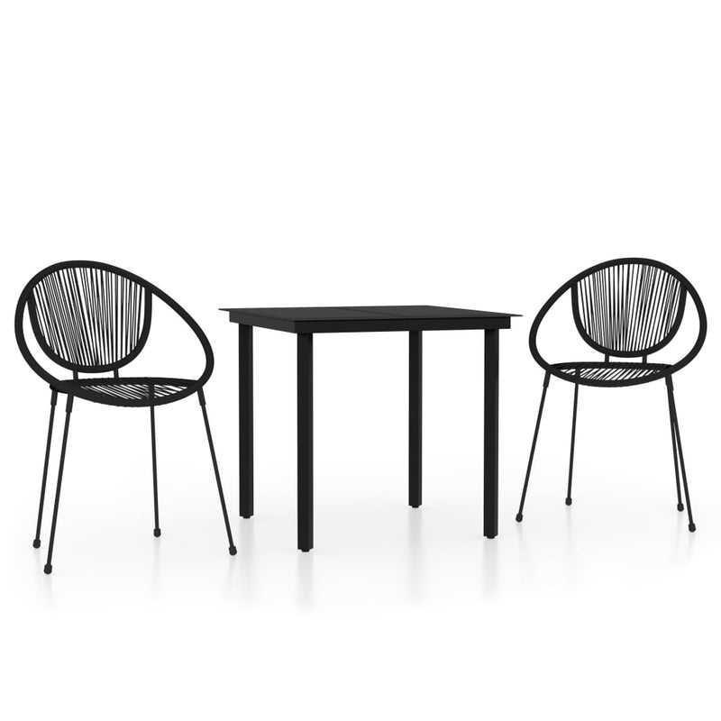 3 Piece Garden Dining Set Black