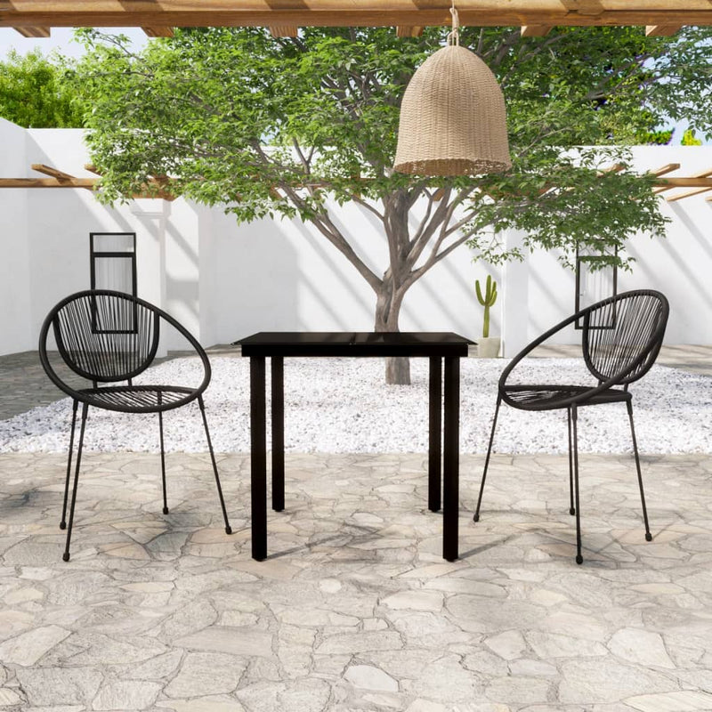 3 Piece Garden Dining Set Black