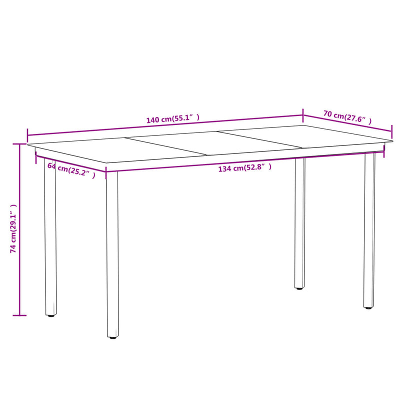 5 Piece Garden Dining Set Black