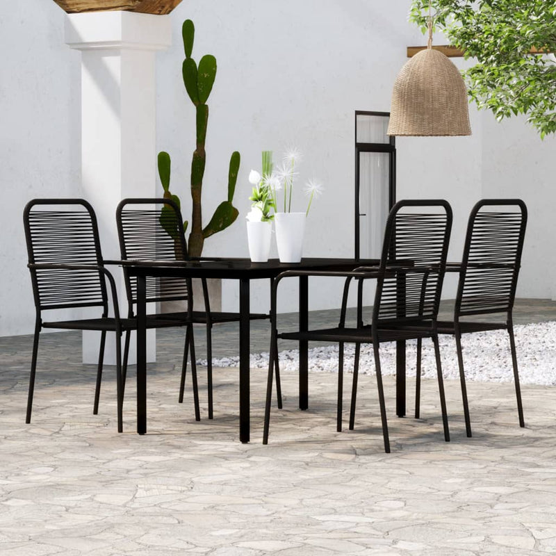 5 Piece Garden Dining Set Black