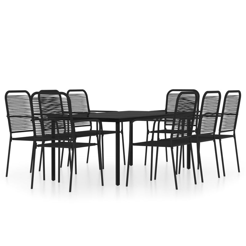 9 Piece Garden Dining Set Black