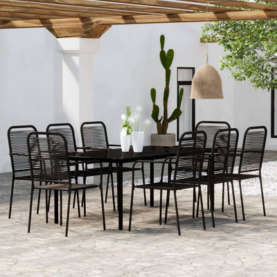 9 Piece Garden Dining Set Black