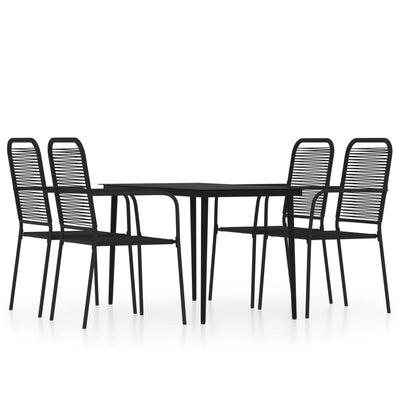 5 Piece Garden Dining Set Black