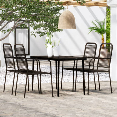 5 Piece Garden Dining Set Black