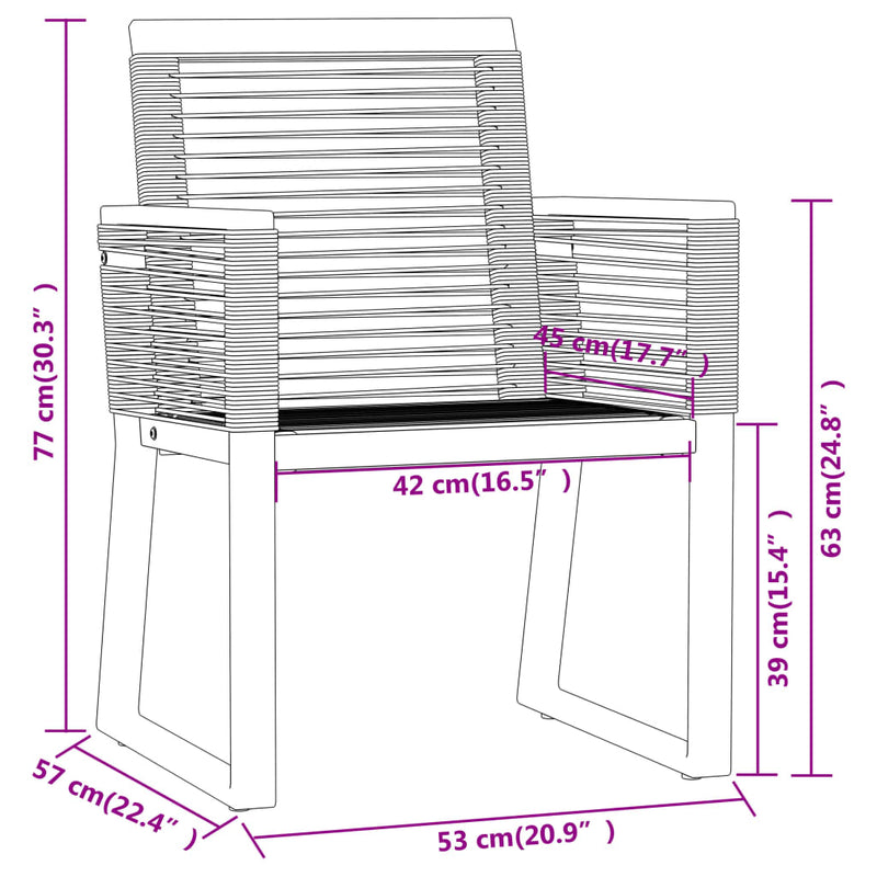 3 Piece Garden Dining Set Black