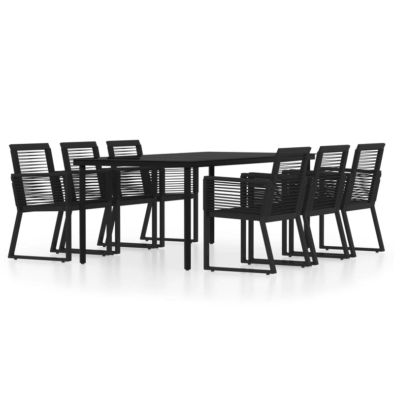 7 Piece Garden Dining Set Black