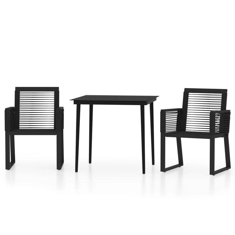 3 Piece Garden Dining Set Black