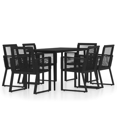 7 Piece Garden Dining Set Black