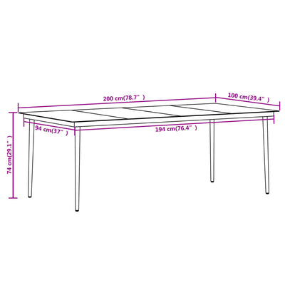 7 Piece Garden Dining Set Black