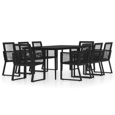 9 Piece Garden Dining Set Black