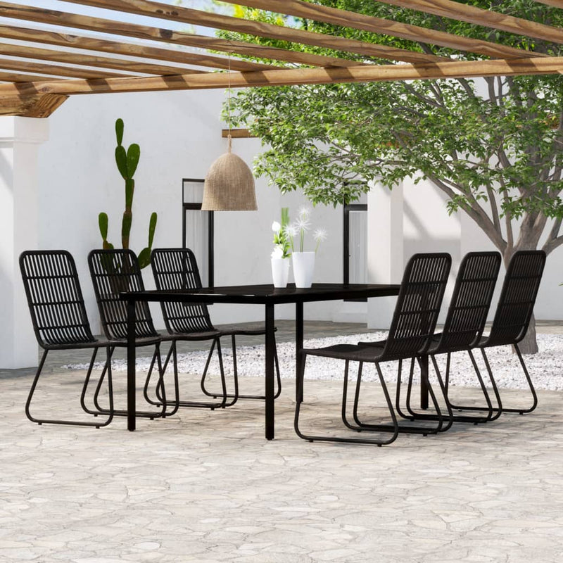 7 Piece Garden Dining Set Black