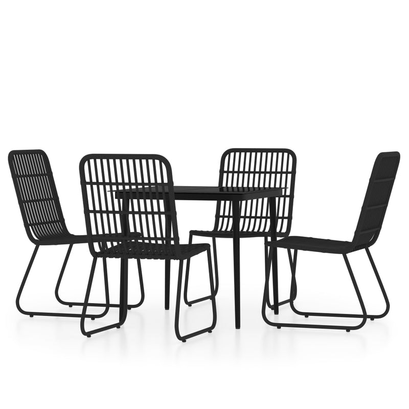 5 Piece Garden Dining Set Black