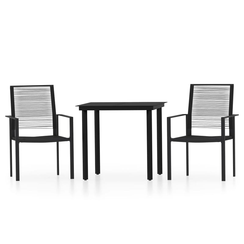 3 Piece Garden Dining Set Black