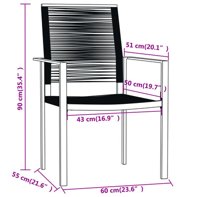 3 Piece Garden Dining Set Black