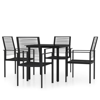 5 Piece Garden Dining Set Black