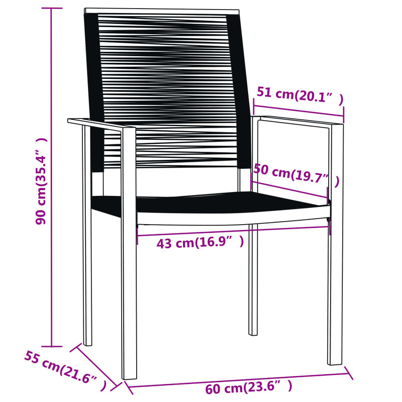 5 Piece Garden Dining Set Black