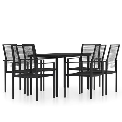 7 Piece Garden Dining Set Black