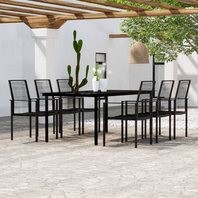 7 Piece Garden Dining Set Black