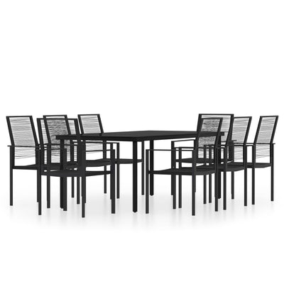 9 Piece Garden Dining Set Black