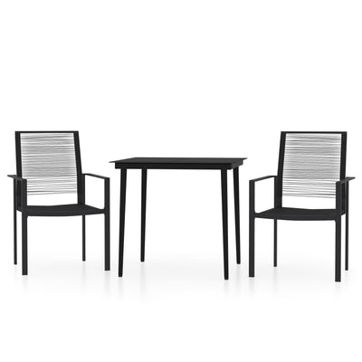 3 Piece Garden Dining Set Black