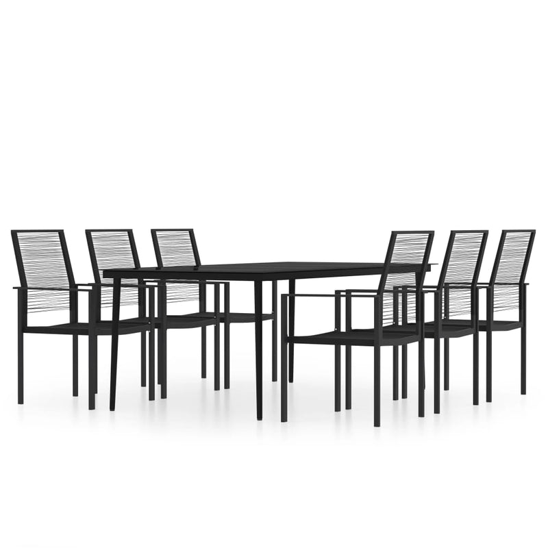 7 Piece Garden Dining Set Black